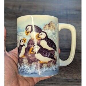 Vtg Otagiri Japan Seaside Puffin Birds Coffee Tea Mug Wildlife Art